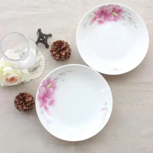 批发陶瓷家用餐具8寸饭盘优质耐高温果盘 菜碟子