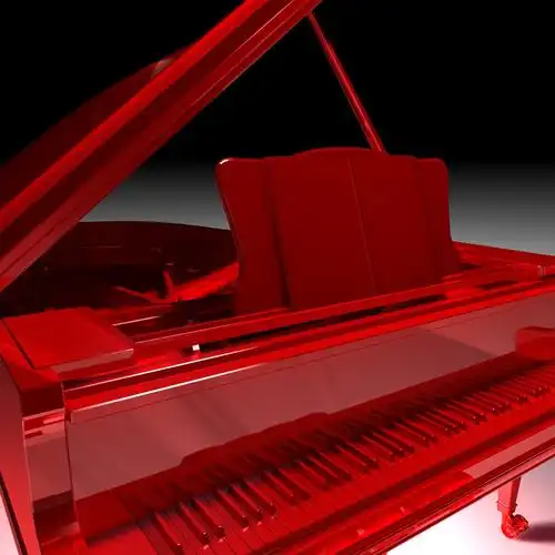 大红色钢琴,大红色钢琴特写.3d