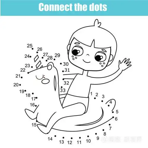 连接圆点儿童教育绘画游戏. 点到点的数字游戏为孩子.