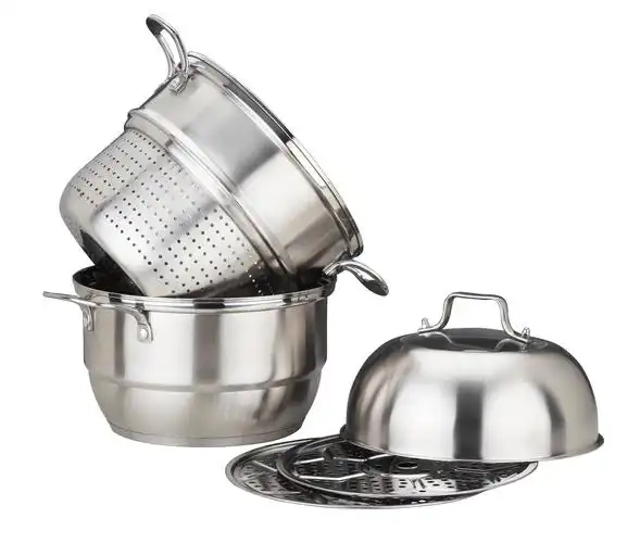 创壹 普金系列不锈钢全能蒸炖锅 28cm超厚二层三层蒸锅 .