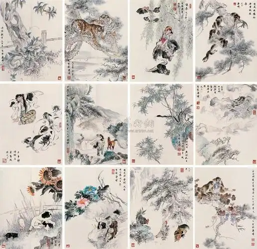 【2008年作 十二生肖 册页 (十二开)】拍卖品_图片_价格_鉴赏_绘画