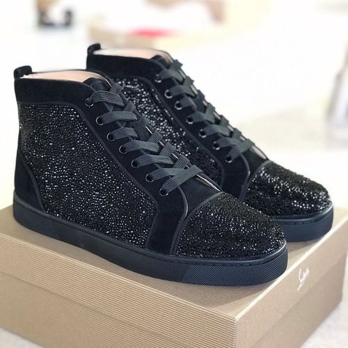 新款clgz潮流男鞋女鞋钻鞋钉鞋高帮低帮黑钻白钻红底鞋休闲真皮鞋