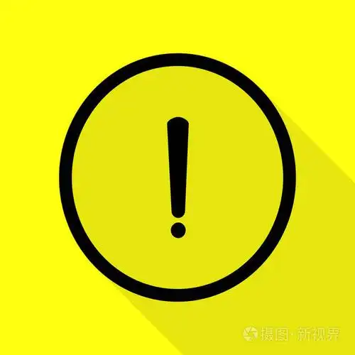 感叹号的标志.与平面样式阴影路径在黄色背景上的黑色图标