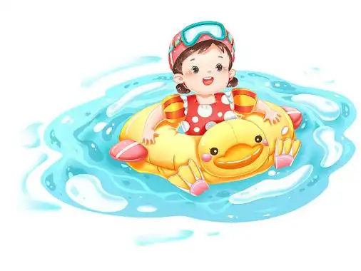 夏季夏天儿童小孩游泳卡通可爱游泳圈png素材插画元素
