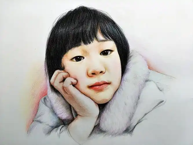 彩铅儿童肖像画---叶青(过程)