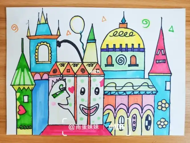 儿童画简笔画卡通画城堡快乐房子创意表情房简笔画儿童画城堡教程