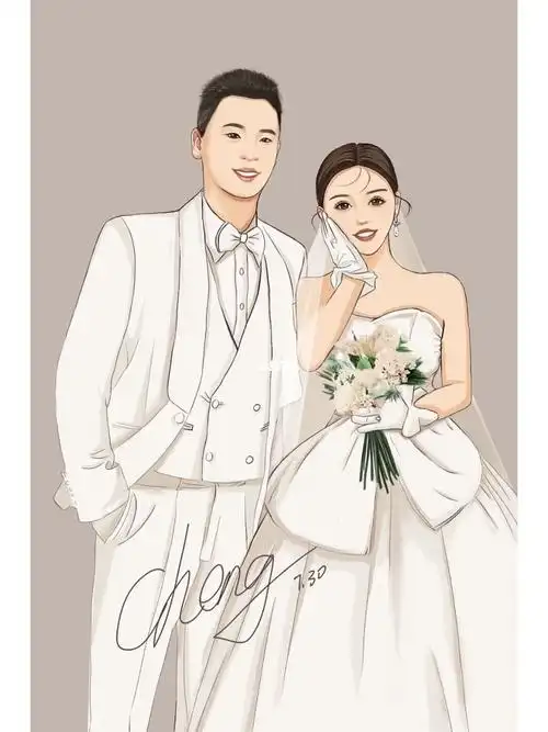 手绘婚纱照