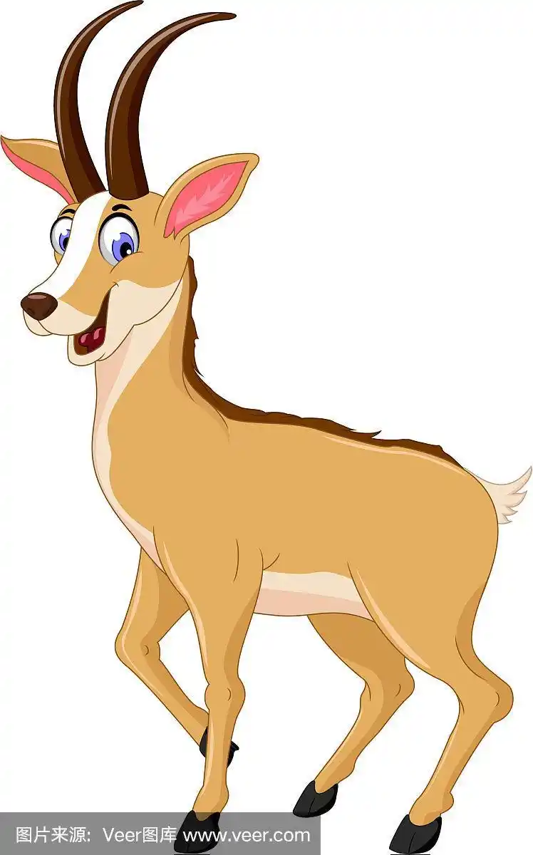 可爱的岩羚羊卡通微笑