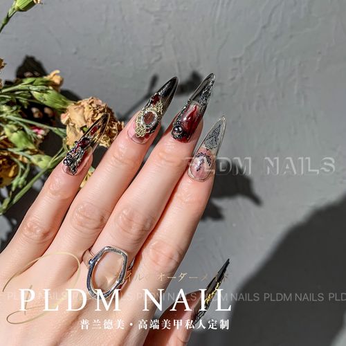 美甲透黑色美甲店专用指甲涂色pldmnails甲油胶ins指甲创意创作