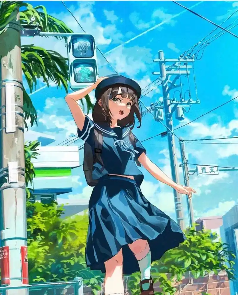 宝藏夏日少女插画97治愈系的蓝绿色调绝美99 插画欣赏98 少女们