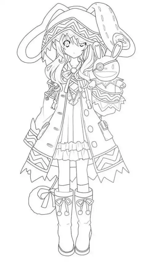 线稿#漫画卡通人物绘画 二次元