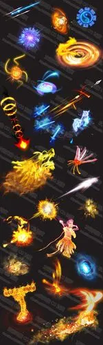 游戏特效贴图 武侠风游戏技能 攻击施法 连帧序列帧 特效素材png