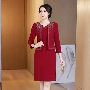 秋季婚礼妈妈礼服两件套婚宴装高端嫁女儿结婚母亲喜婆婆套装裙子