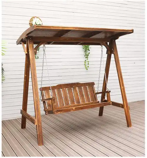 秋千户外庭院实木摇椅室外阳台露台吊椅防腐木荡双人儿童家用休闲