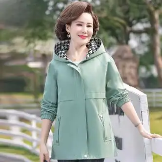 雅鹿风衣女新款秋装外套时尚中i老年女装春秋中长款洋气薄款休闲上衣