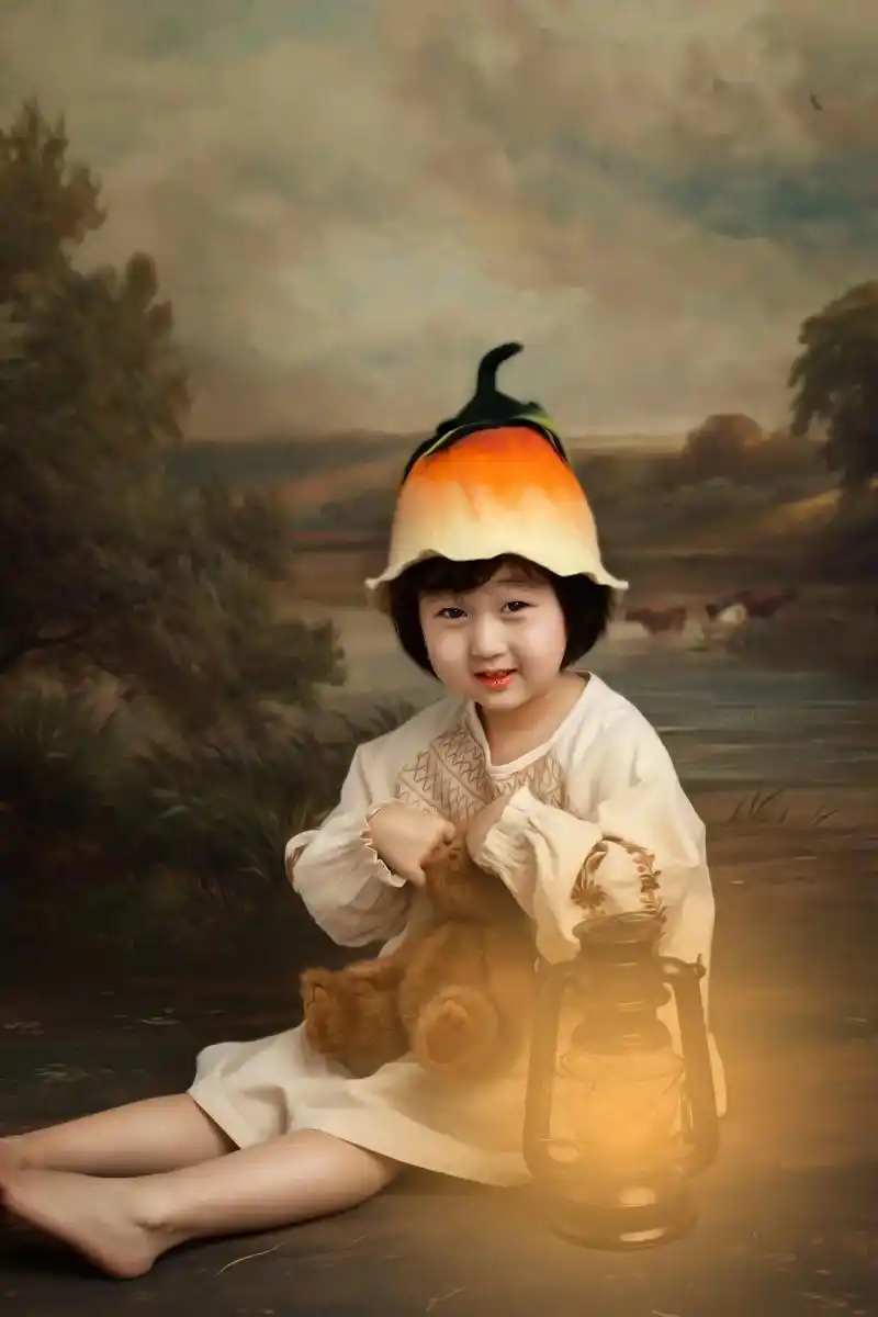 油画风可爱宝宝