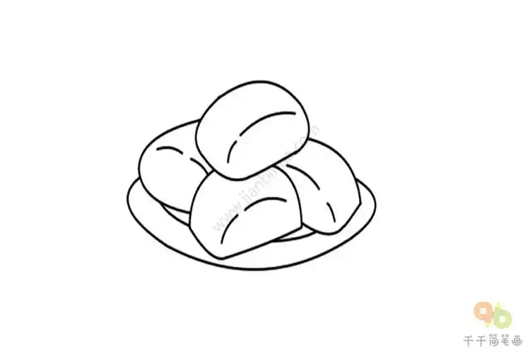 美味的彩色小馒头简笔画图片