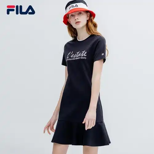 fila 斐乐官方 女子连衣裙2019夏季新款荷叶边女装时尚运动连衣裙