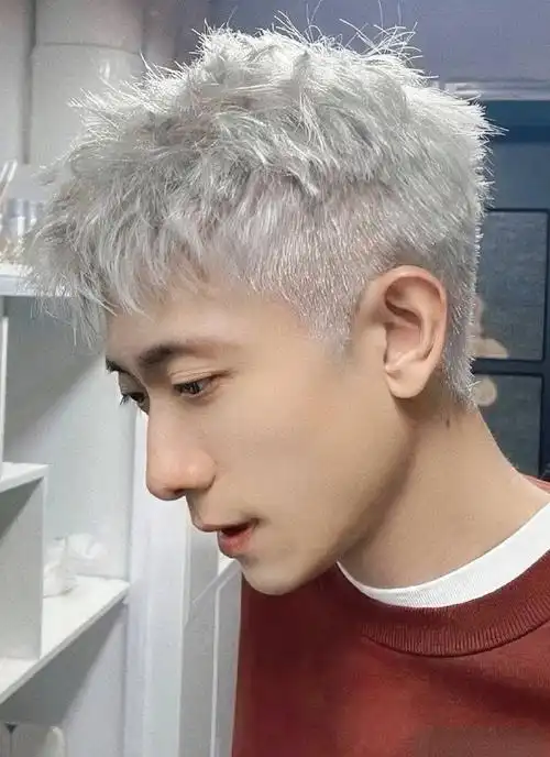 张一山银发#    张一山银发造型,是有点帅气在身上的"蓝银"  强烈