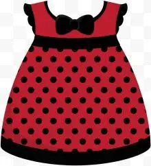 卡通红色荷叶边连衣裙