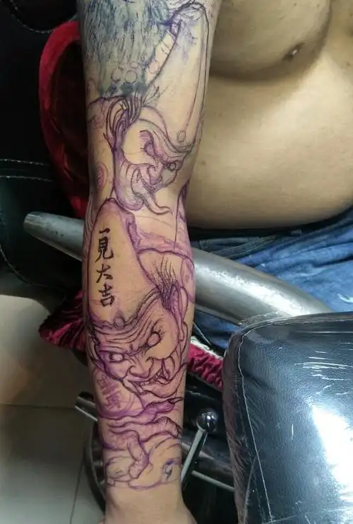 黑白无常花臂进行中_纹身图案手稿图片_思纹人的纹身作品集