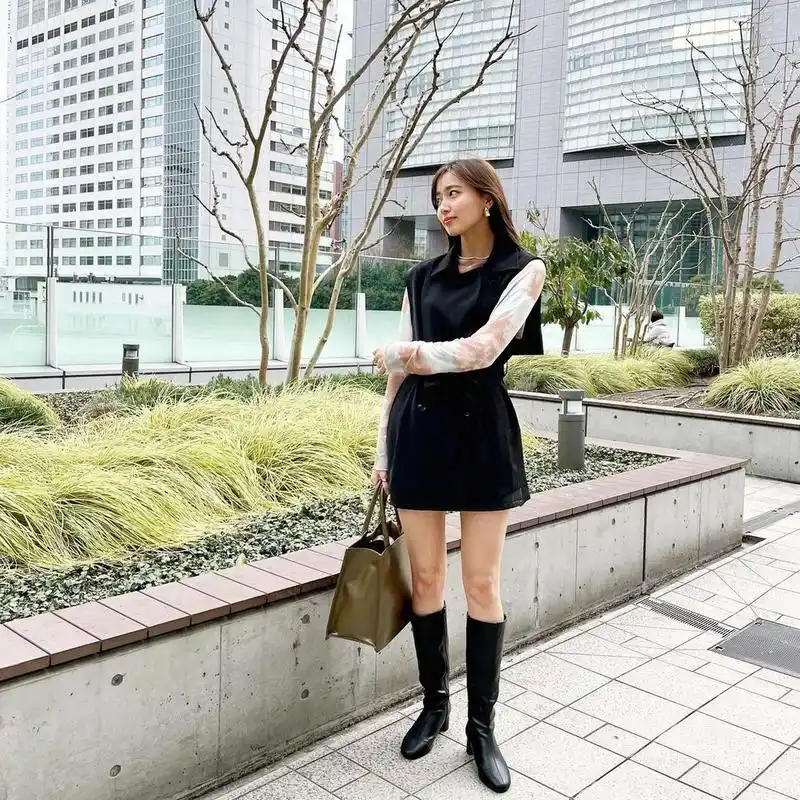 轻熟女长筒靴穿搭分享