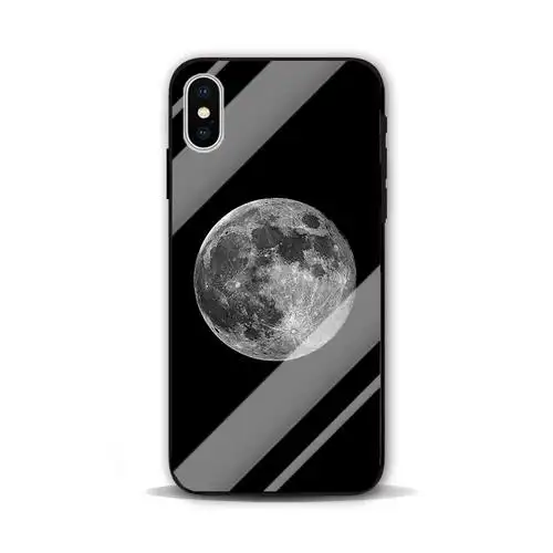 日系简约黑色月球苹果11proxrxs华为p30mate30玻璃手机壳