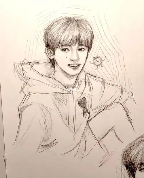 漫画风的可爱小橙子一枚92#画画  #铅笔画  #猜猜这是什么  #丁程鑫