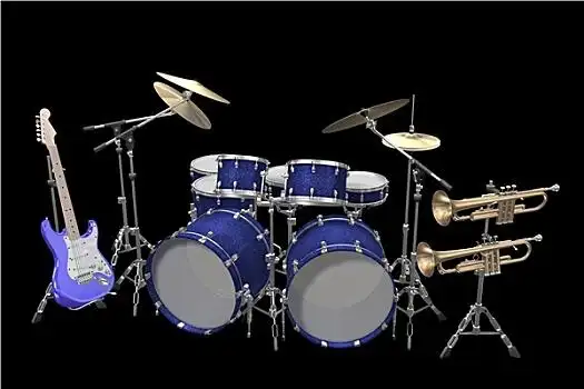 爵士乐,场景,架子鼓,吉他,喇叭