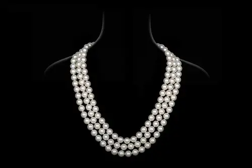 akoya三层珍珠项链85mm