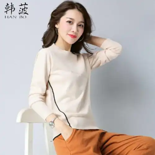 短款百搭毛线衣女学生装韩版休闲毛衣宽松打底衫长袖套头毛针织衫