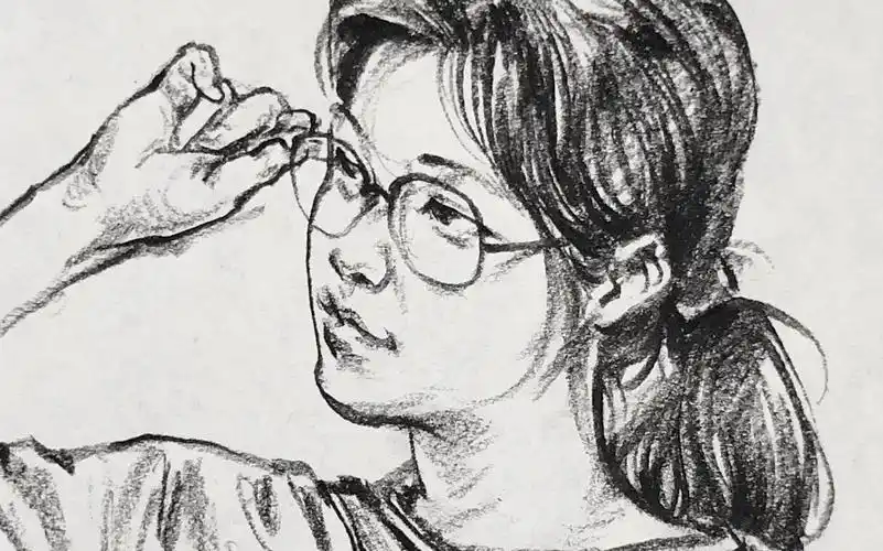 【邓平速写课堂】手扶眼镜的女青年_哔哩哔哩 (゜-゜)つロ 干杯