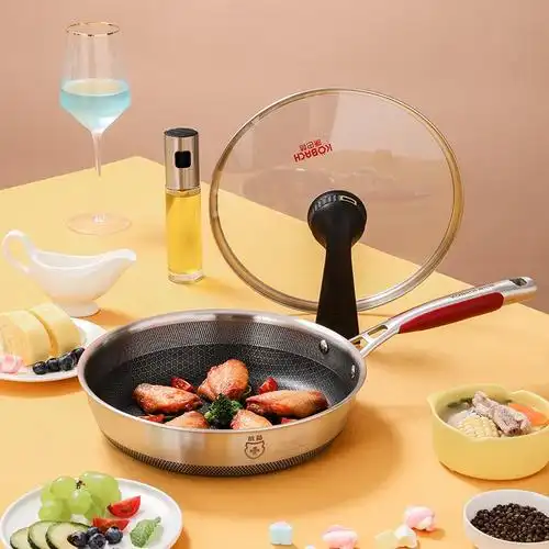 康巴赫官方旗舰店第五代抗菌蜂窝炒锅316l不粘煎锅平底锅炒锅