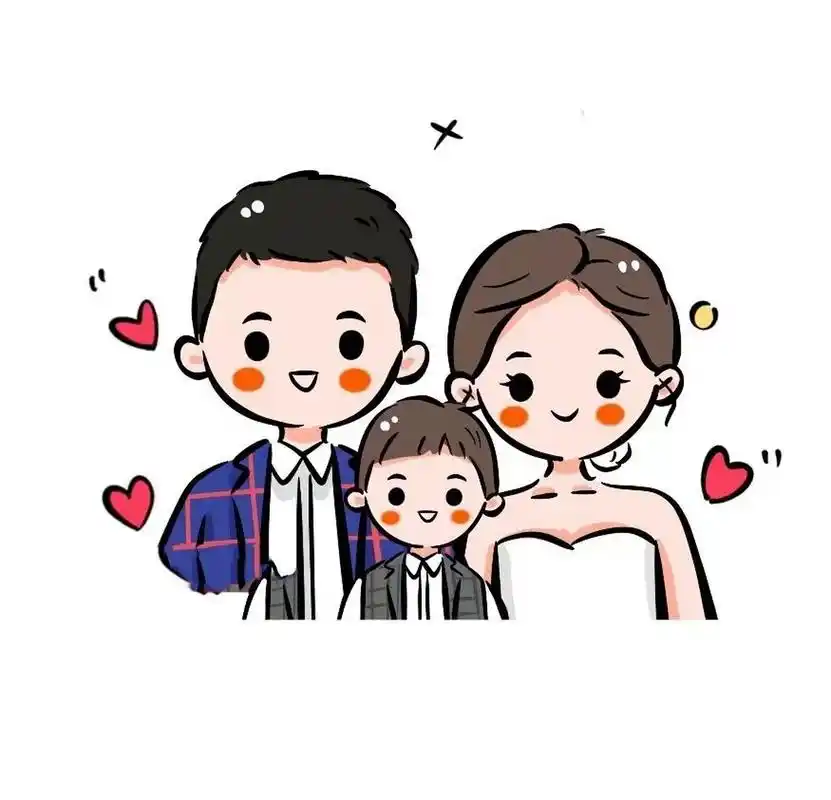 全家福可爱手绘一家三口头像,太可爱啦 可可爱爱幸福美满的一家人98
