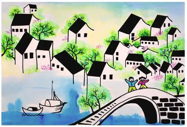 创意水墨画——江南水乡