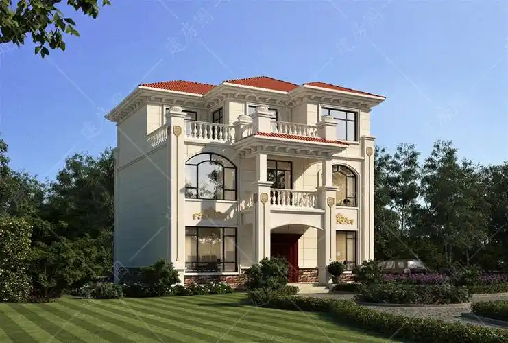 11米x11米农村三层小别墅外观图