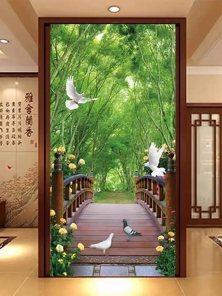 玄关处楼梯转角墙壁画书房浴室墙壁纸 - 抖音