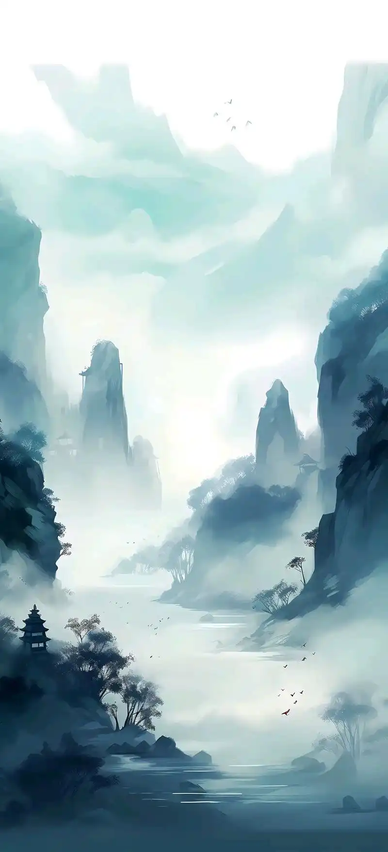 手机壁纸 高清壁纸 国风水墨山水画