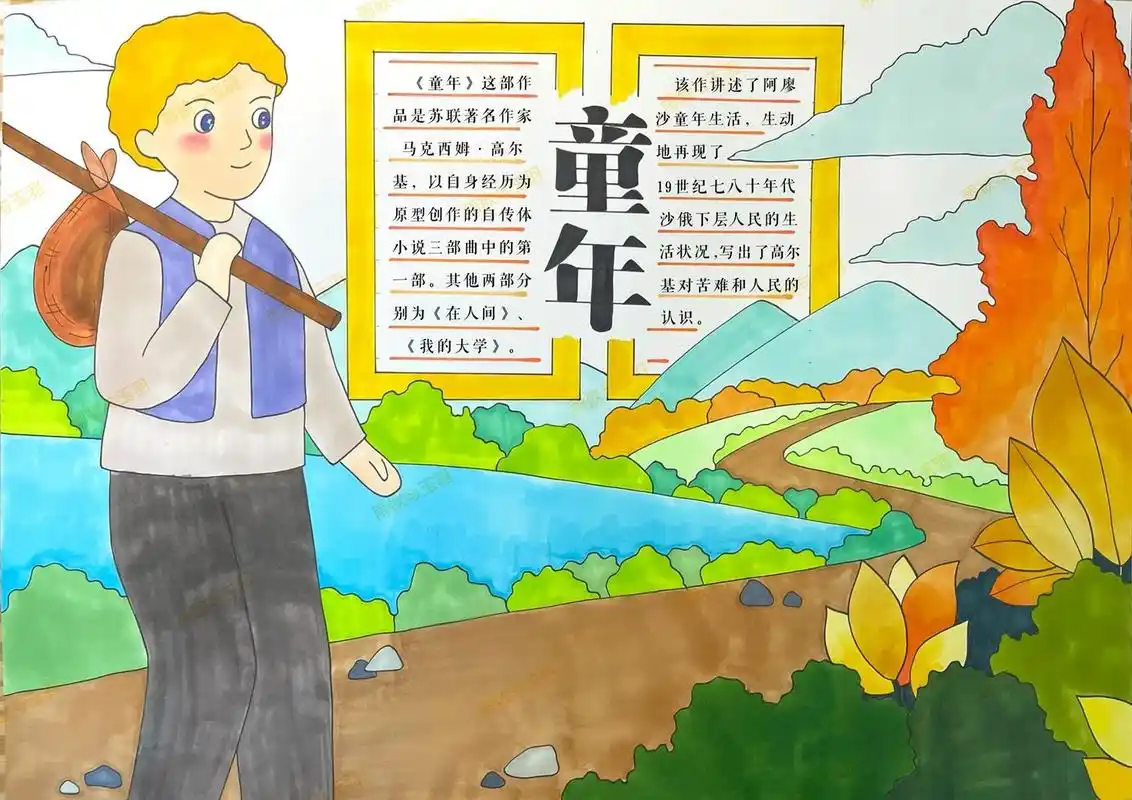 童年名著高尔基手抄报 名著阅读必读书 《童年》高尔基手抄报 名著