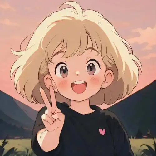 比耶的小女孩头像图片 ai绘画动漫女孩开心的笑比耶女生头像