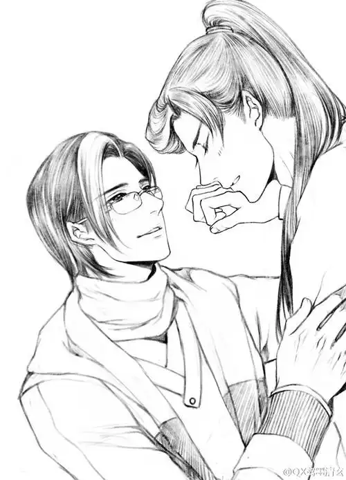 耽美手绘插画沈谢同人鸢墨清玄绘