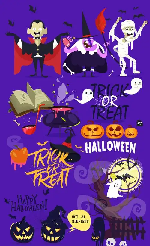 12款精美万圣节元素矢量素材