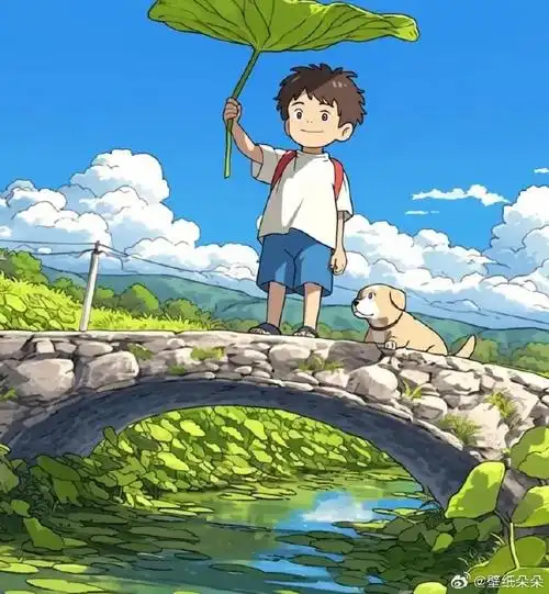 夏日荷田童趣之~ 宫崎骏动漫插画头像