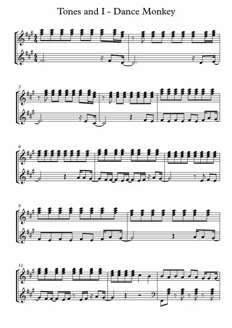 《dance monkey》钢琴谱分享#钢琴谱#钢琴曲谱#钢 - 抖音