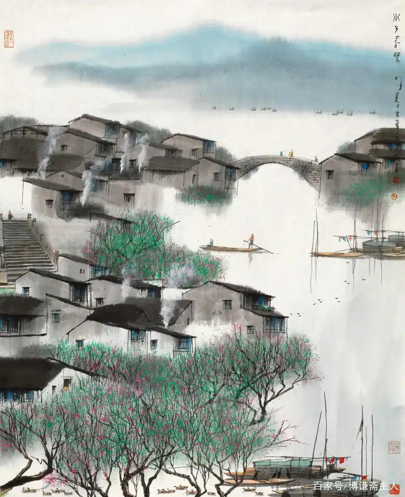 江南春色无限好——一组唯美的水墨江南春景雪景国画作品