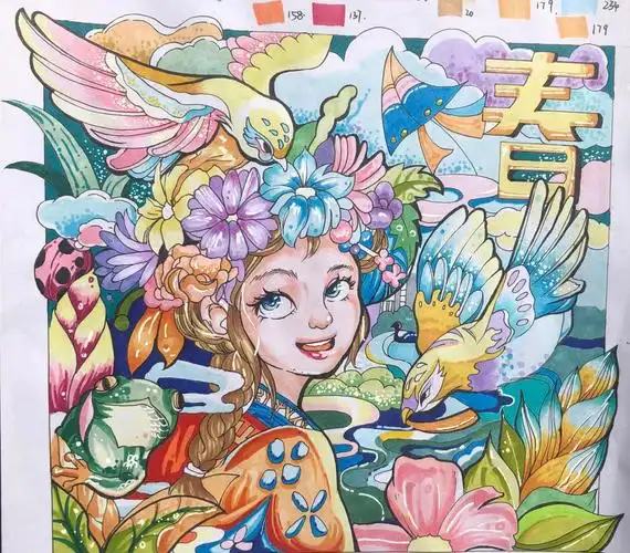 马克笔手绘色彩装饰画练习第一张