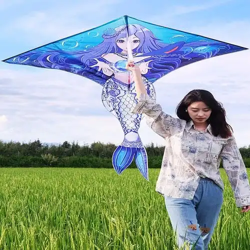 潍坊风筝闪电客新式风筝大人专用青花瓷美人鱼风筝儿童微风易飞