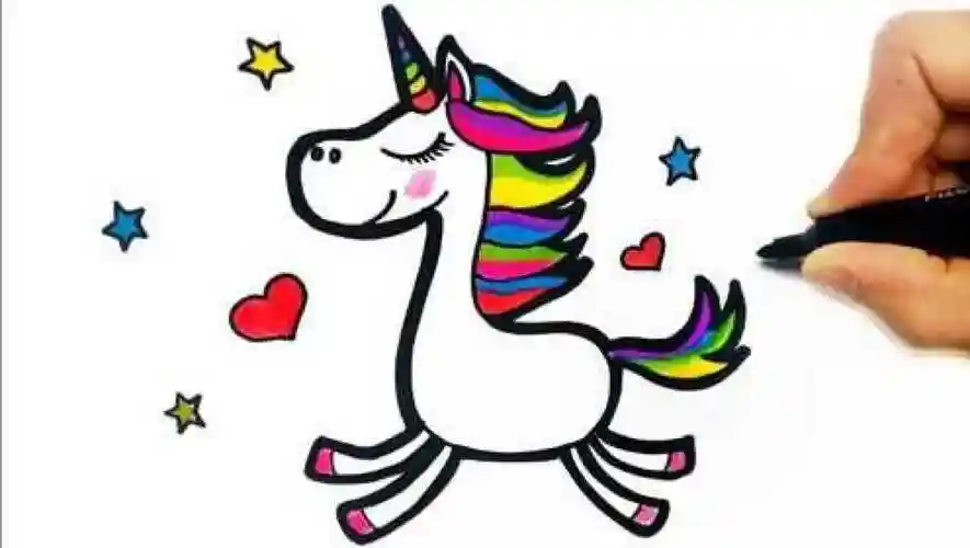 彩虹马儿奔跑的简笔画