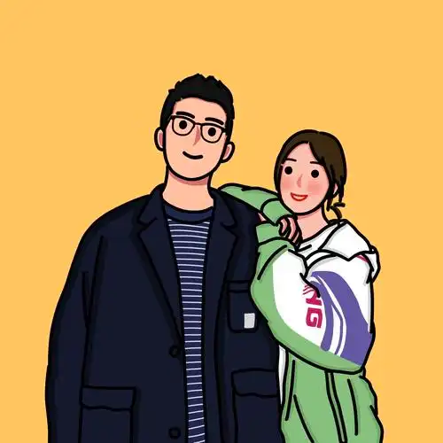 ins卡通手绘照片设计笔画情侣头像漫画人物形象手绘真人漫画