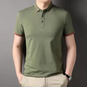 罗蒙中青年男士短袖t恤夏季翻领半截袖爸爸装纯色休闲纯棉polo衫男